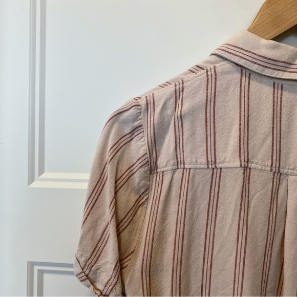 TWIK M Loose Striped Short Sleeve Buttoned Shirt - Picture 8 of 12